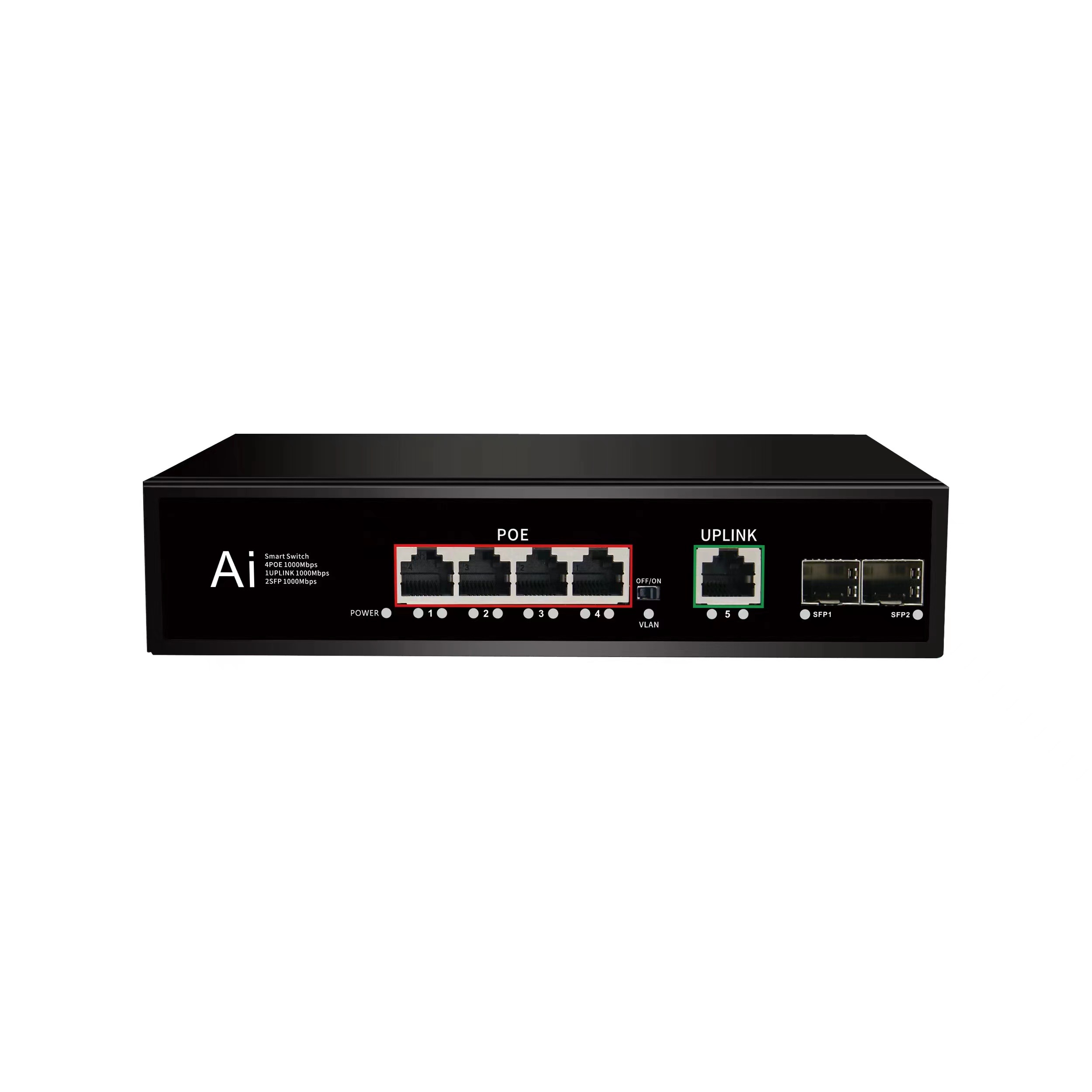 Коммутатор POE 04G12GB (4Poe 100mb+1Uplink 1000mb+2SFP 1000mb)